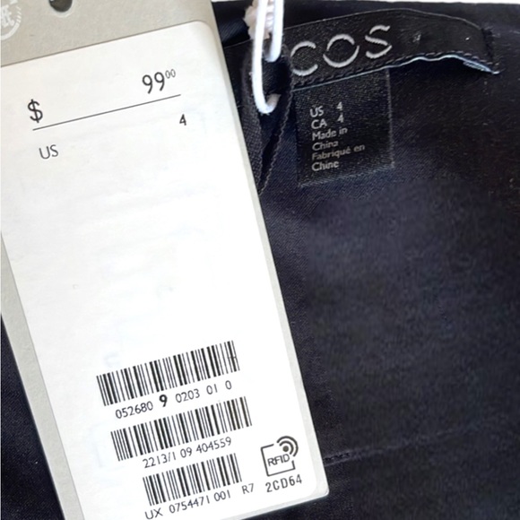 NEW COS slit front neckline top. Exaggerated sleeve cuffs. Polished cotton. - Picture 8 of 8